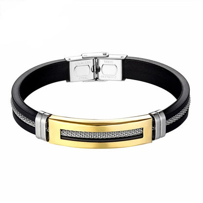 Men's Modern Golden Chain Stainless Steel Geometric Rectangle Bracelet - Lovez Aqua© - 