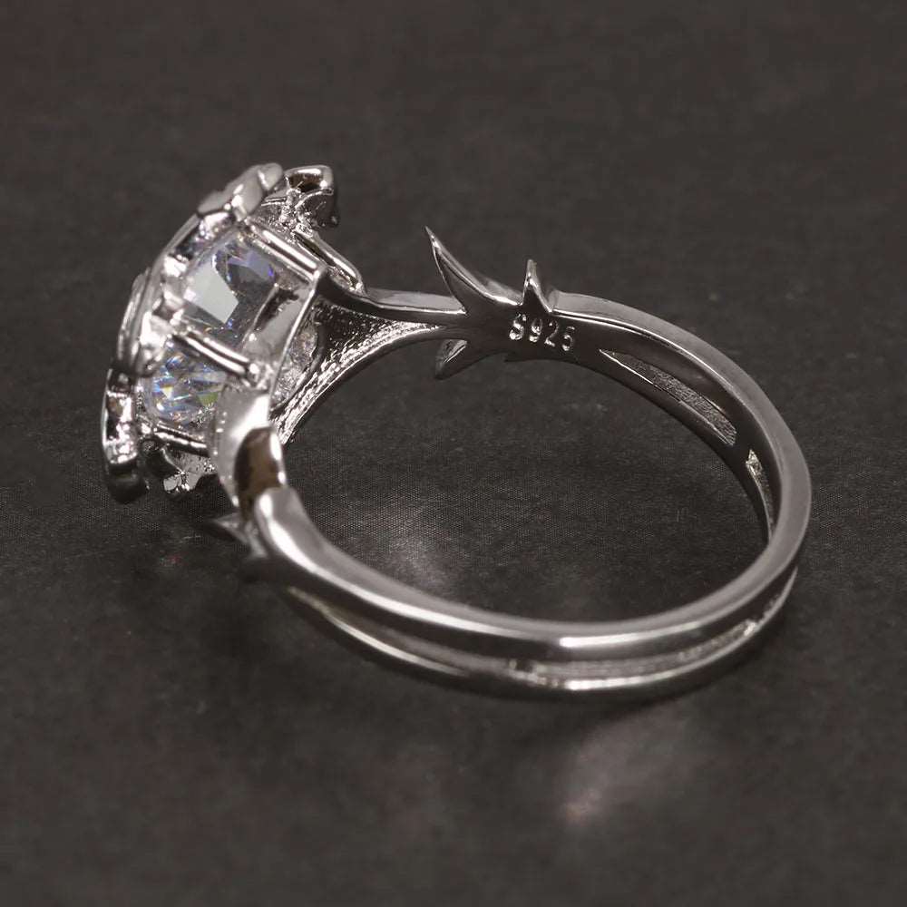 Real S925 Sterling Silver & Zircon LOTR Lady Galadriel Nenya The Ring of Adamant - Lord of the Rings - 