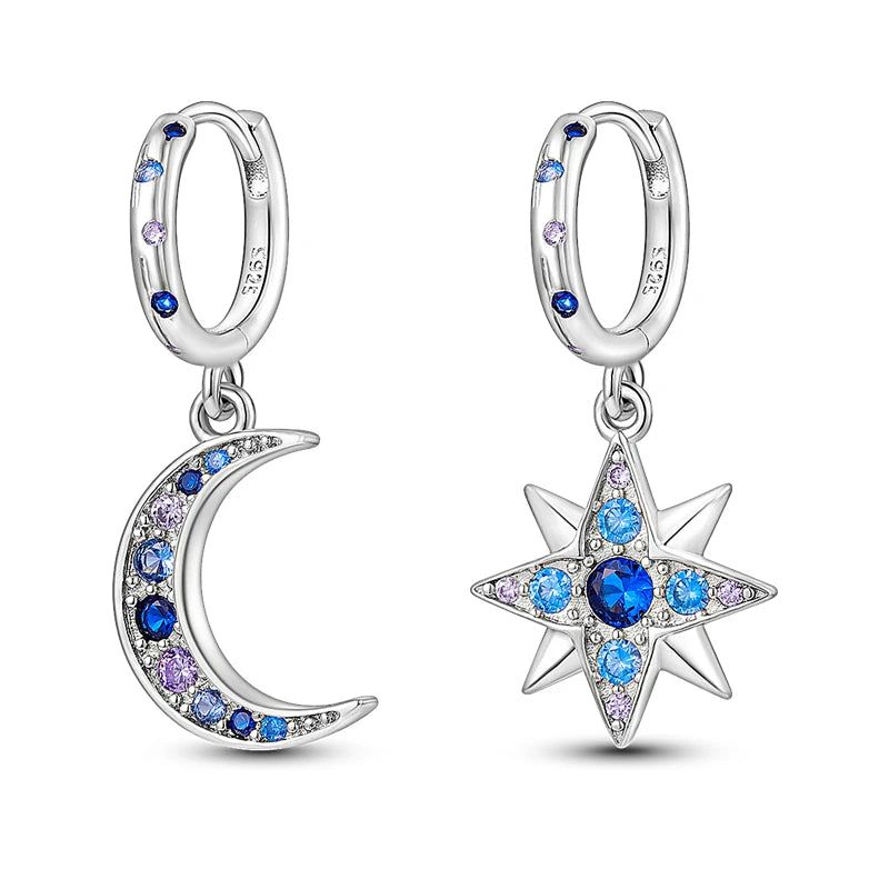 Pandora 925 Sterling Silver Two-Tone Moon, Stars & Sun Women's Earrings - Pandora - 13