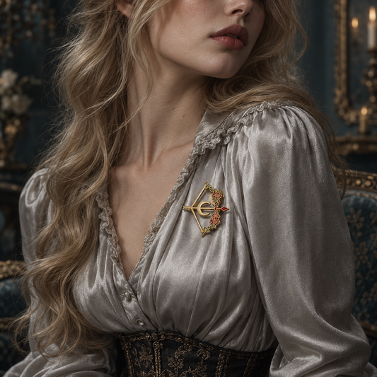 Women’s Rose Bow & Arrow Enamel Pin | Crescent Moon Fantasy Archer