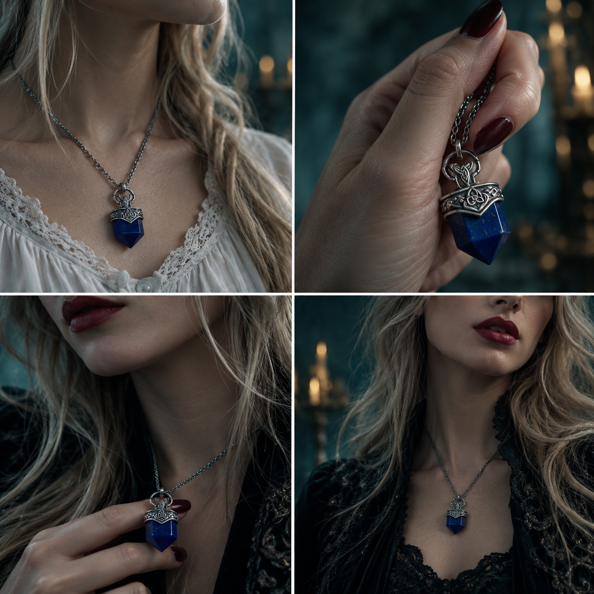 The Originals Freya Mikaelson 925 Sterling Silver Lapis Lazuli Talisman Necklace
