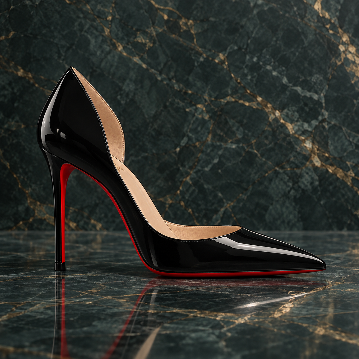 Women’s Red Sole Glossy Patent Leather Pointed Toe High Heels