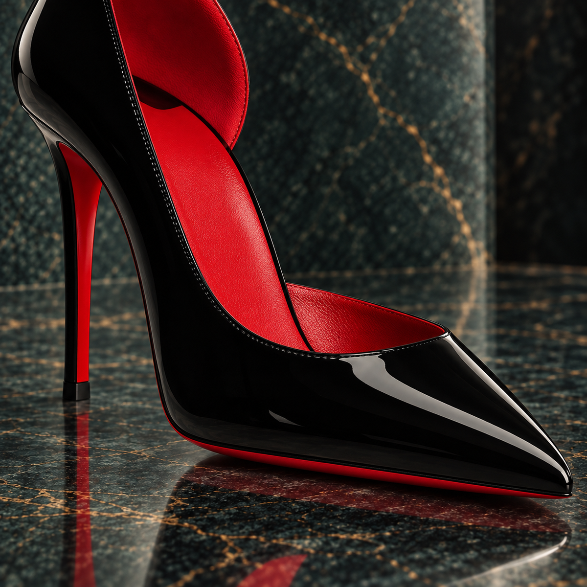 Women’s Red Sole Glossy Patent Leather Pointed Toe High Heels