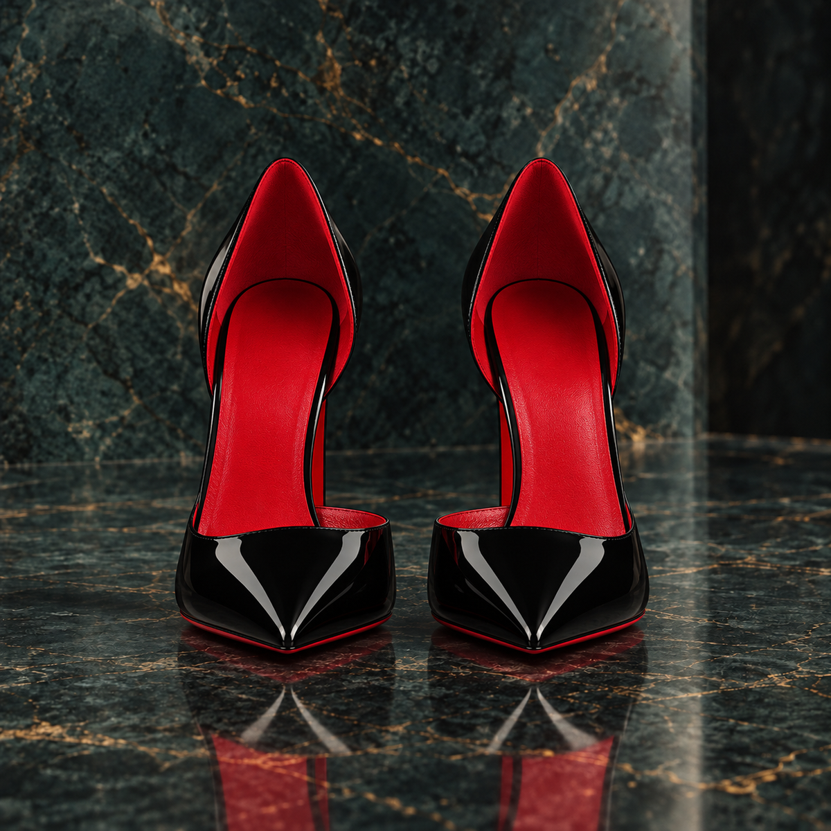 Women’s Red Sole Glossy Patent Leather Pointed Toe High Heels