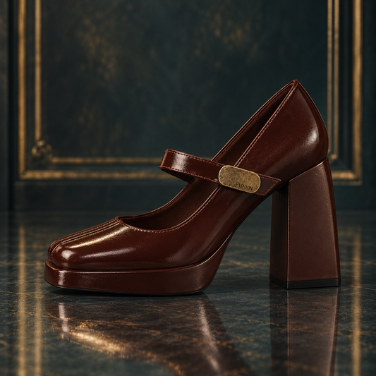 Vintage Women's Block Heel Mary Jane Retro Chunky Heel Pumps