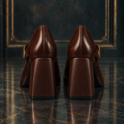 Vintage Women's Block Heel Mary Jane Retro Chunky Heel Pumps