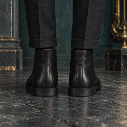 Men's Black Suede Outdoor Suede Leather Lace-Up Boots