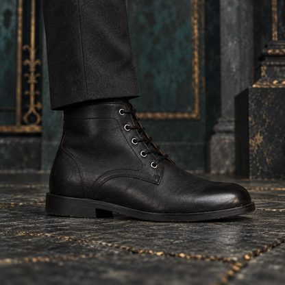 Men's Black Suede Outdoor Suede Leather Lace-Up Boots
