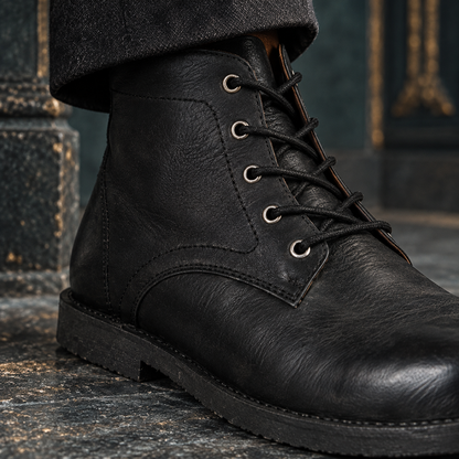 Men's Black Suede Outdoor Suede Leather Lace-Up Boots