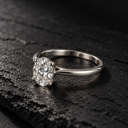 14K White Gold Oval Lab-Grown Diamond Solitaire Engagement Ring