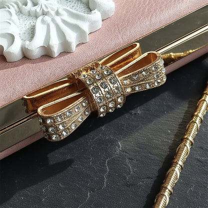 Vintage Ornate Rose & Gilded Baroque Frame Women's Faux Leather Crossbody Handbag