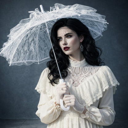 Victorian Floral Lace Parasol Women's Vintage Lolita Style Umbrella