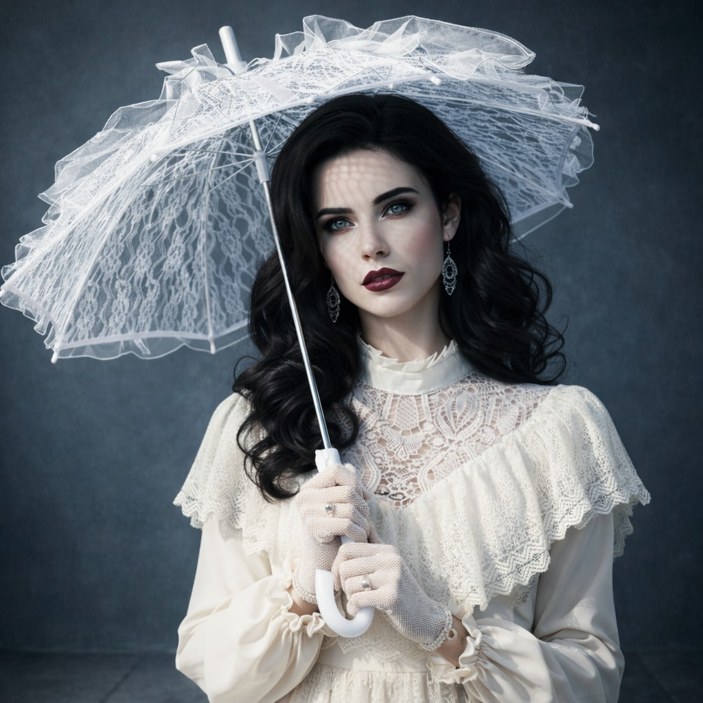 Victorian Floral Lace Parasol Women's Vintage Lolita Style Umbrella