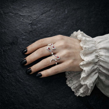 925 Sterling Silver Harry Potter Gryffindor Lion Paw Ring with Red Zircon