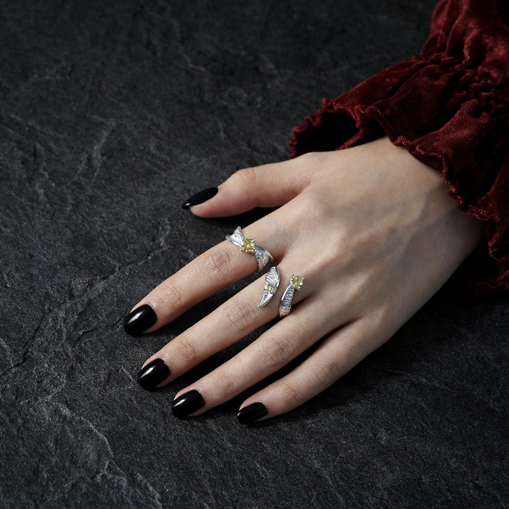 925 Sterling Silver Harry Potter Golden Snitch Women's Ring with Yellow Zircon