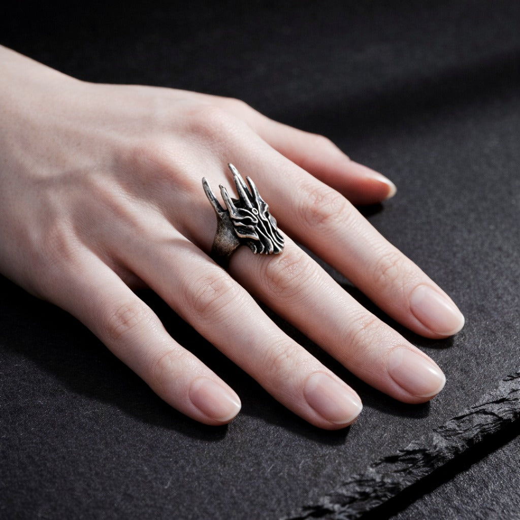 Lord of the Rings Men's Rustic Blackened Sauron's Helmet Ring