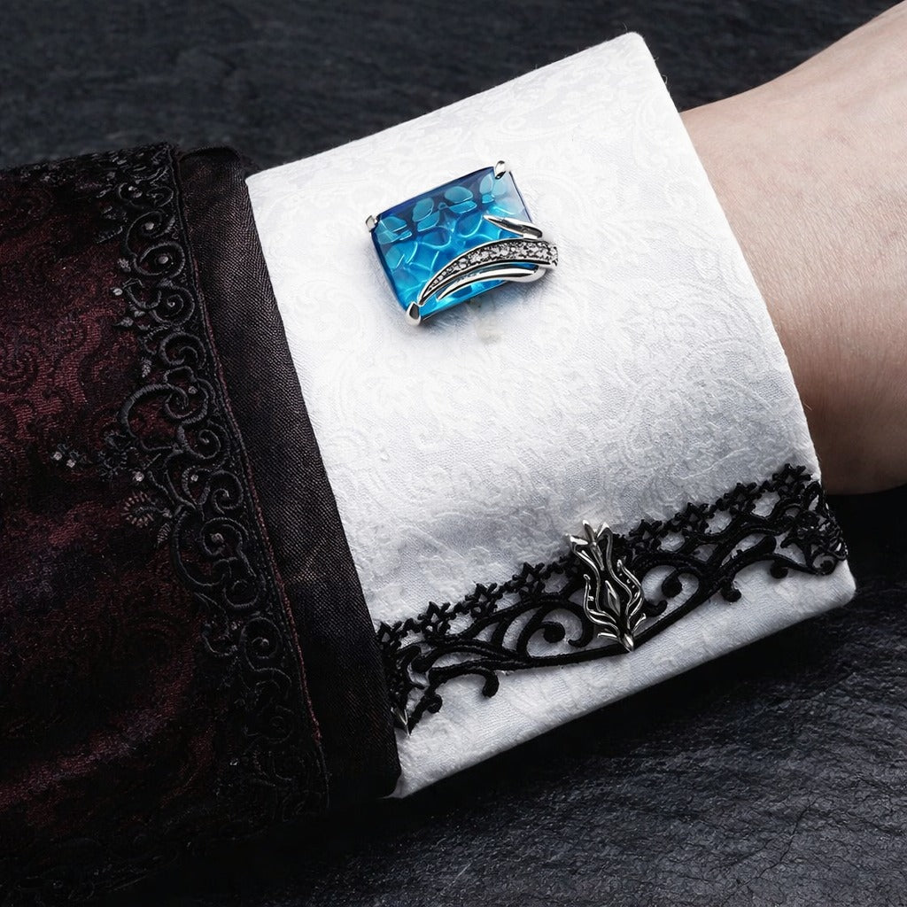 Luxury Men’s Rectangle Crystal Cufflinks with Gold or Silver Finish