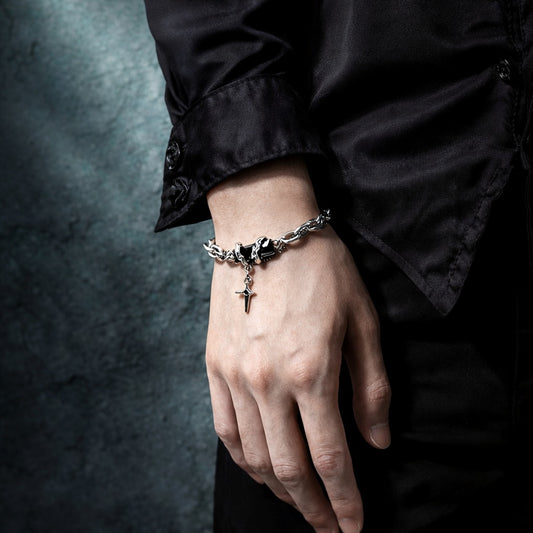 Men's Gothic Black Zircon Star Chain Bracelet