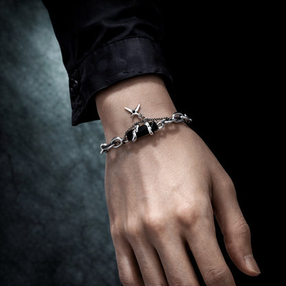 Men's Gothic Black Zircon Star Chain Bracelet