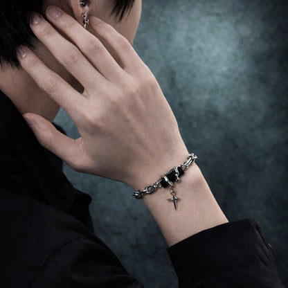 Men's Gothic Black Zircon Star Chain Bracelet