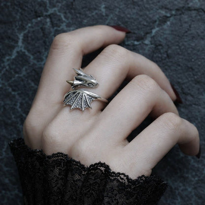 925 Sterling Silver Fourth Wing Dragon Themed Women's Ring
