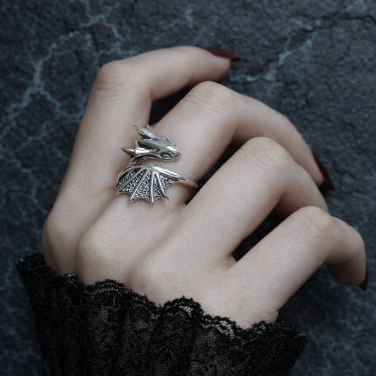 925 Sterling Silver Fourth Wing Dragon Themed Women's Ring