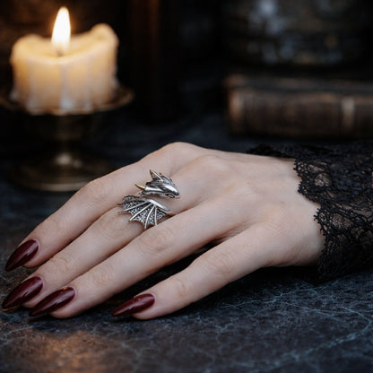 925 Sterling Silver Fourth Wing Dragon Themed Women's Ring
