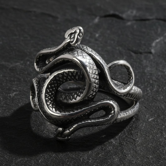 925 Sterling Silver Gothic Vintage Double Snake Ring