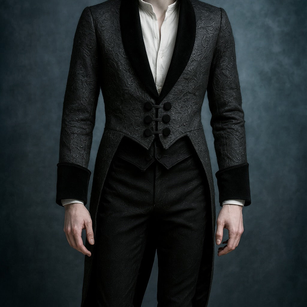 Renaissance Aristocrat Men’s Embroidered Brocade Tailcoat Jacket