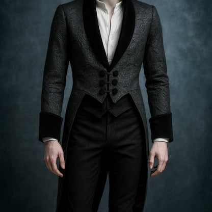 Renaissance Aristocrat Men’s Embroidered Brocade Tailcoat Jacket