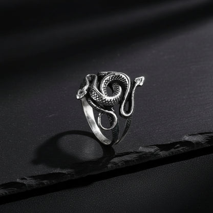 925 Sterling Silver Gothic Vintage Double Snake Ring