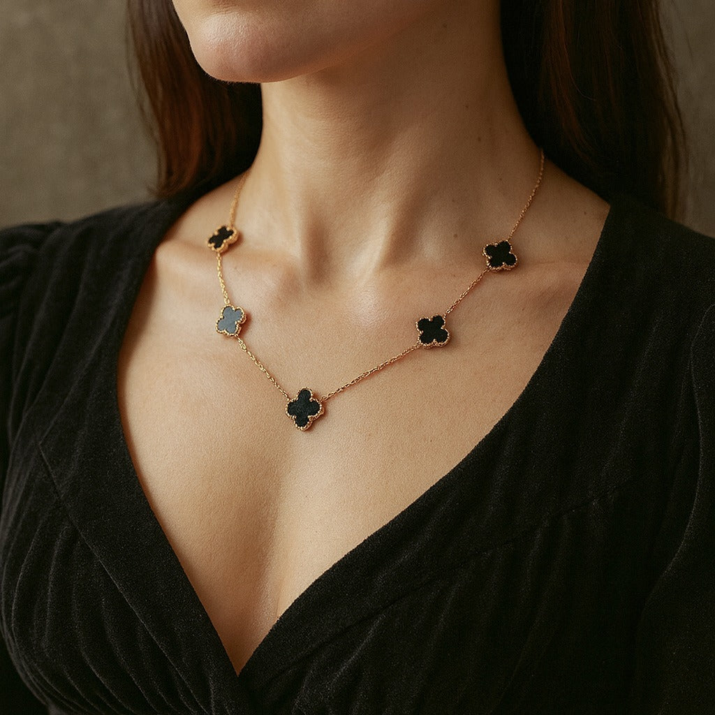 Women's Five-Leaf Clover Flower Necklace, Bracelet or Earrings Set